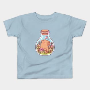 Cute Capybara And Butterfly In A Bottle Kids T-Shirt